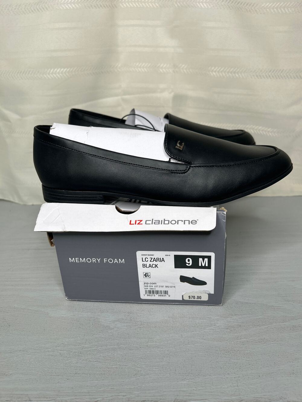 Liz Claiborne Zaria Round Toe Moc Loafers Black Womens Size 9